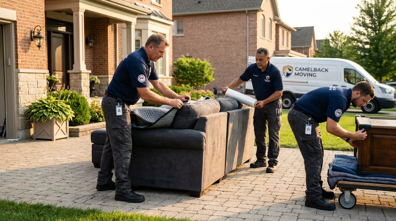 Large estate moving crew wrapping furniture in Russell, KY